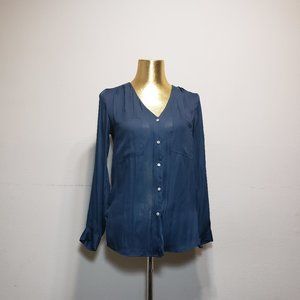 H&M Blue Diamond Dotted Long Sleeve Blouse